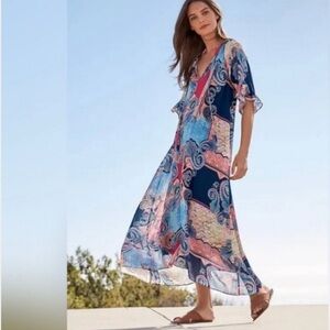 Johnny Was Multicolor Swirl Midi Dress